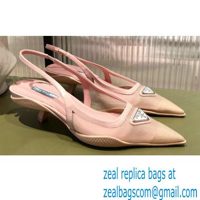 Prada Mesh fabric slingback pumps Pink 2022