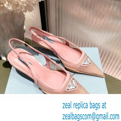 Prada Mesh fabric slingback pumps Pink 2022 - Click Image to Close