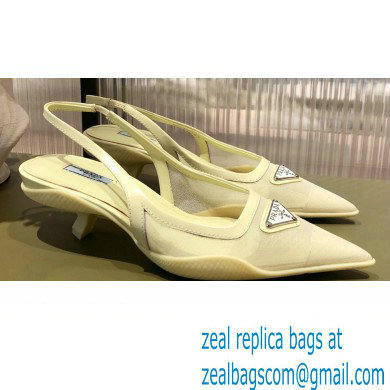 Prada Mesh fabric slingback pumps Yellow 2022