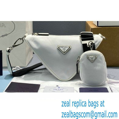 Prada Nylon Triangle Shoulder Bag White 2022