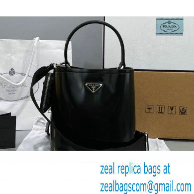 Prada Panier Small Tote Bag 1BA217 in Patent Leather Black 2022