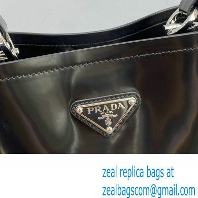 Prada Panier Small Tote Bag 1BA217 in Patent Leather Black 2022