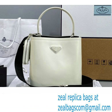 Prada Panier Small Tote Bag 1BA217 in Patent Leather White 2022