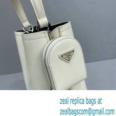 Prada Panier Small Tote Bag 1BA217 in Patent Leather White 2022