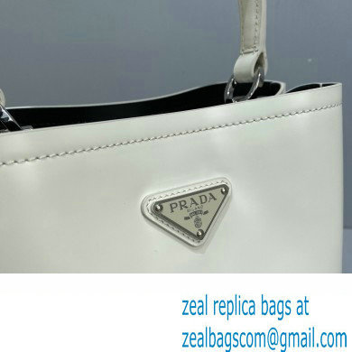 Prada Panier Small Tote Bag 1BA217 in Patent Leather White 2022