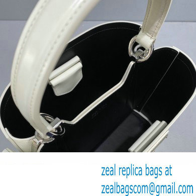 Prada Panier Small Tote Bag 1BA217 in Patent Leather White 2022 - Click Image to Close