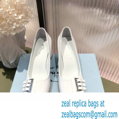 Prada Patent Leather Buckle Detail pumps White 2022 - Click Image to Close