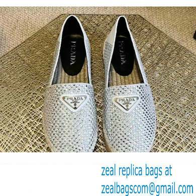 Prada Satin Espadrilles White with Crystals 2022 - Click Image to Close