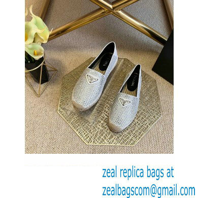 Prada Satin Espadrilles White with Crystals 2022 - Click Image to Close