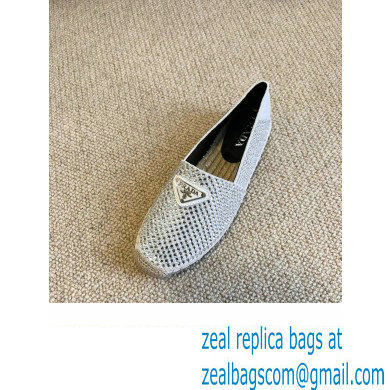 Prada Satin Espadrilles White with Crystals 2022 - Click Image to Close