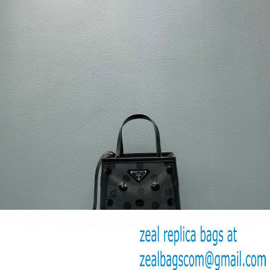 Prada Small Polka-dot Mesh Tote Bag 1BG417 Black 2022