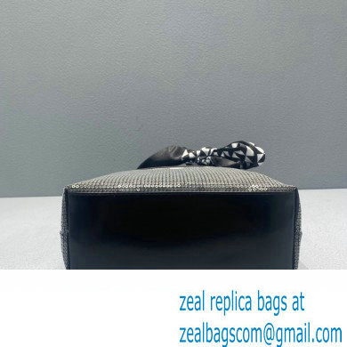 Prada Small Sequined Mesh Tote Bag 1BG417 Black 2022