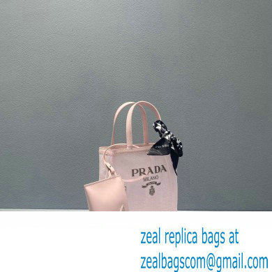 Prada Small Sequined Mesh Tote Bag 1BG417 Pink 2022