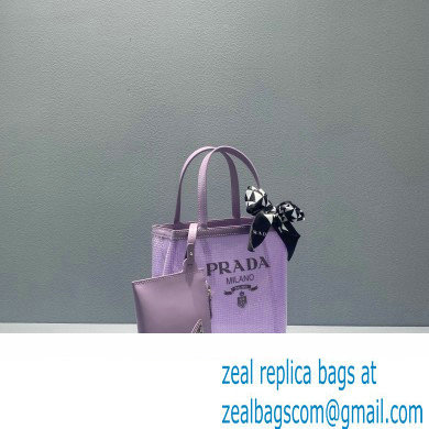 Prada Small Sequined Mesh Tote Bag 1BG417 Purple 2022
