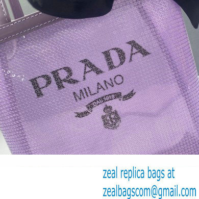 Prada Small Sequined Mesh Tote Bag 1BG417 Purple 2022