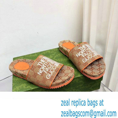 The North Face x Gucci GG slides orange 2022