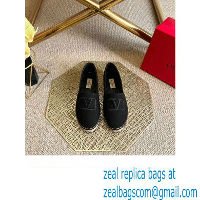 Valentino Fabric Vlogo Espadrilles Black 2022 - Click Image to Close