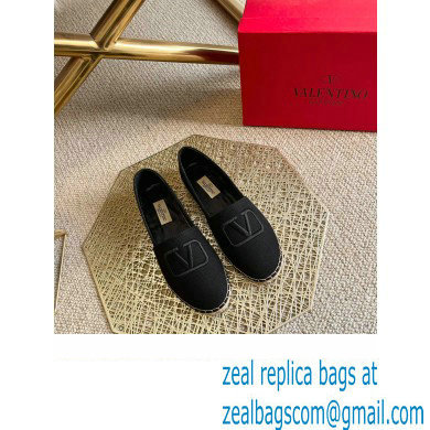 Valentino Fabric Vlogo Espadrilles Black 2022 - Click Image to Close