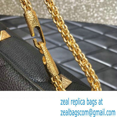 Valentino Grainy Calfskin Large Roman Stud Chain Bag Black 2022