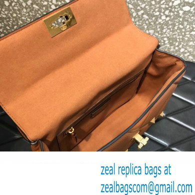 Valentino Grainy Calfskin Large Roman Stud Chain Bag Brown 2022
