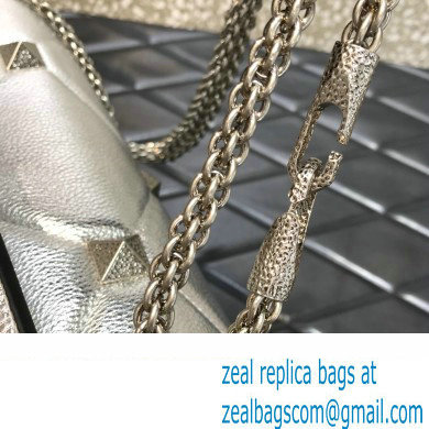 Valentino Grainy Calfskin Large Roman Stud Chain Bag Silver 2022 - Click Image to Close