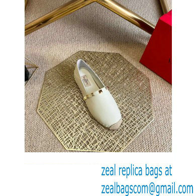 Valentino Grainy Calfskin Leather Rockstud Espadrilles White 2022