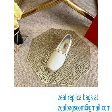 Valentino Grainy Calfskin Leather Rockstud Espadrilles White 2022