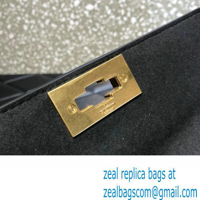 Valentino Grainy Calfskin Small Roman Stud Chain Bag Black 2022
