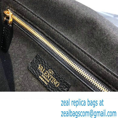 Valentino Grainy Calfskin Small Roman Stud Chain Bag Black 2022