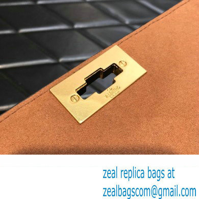 Valentino Grainy Calfskin Small Roman Stud Chain Bag Brown 2022