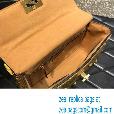 Valentino Grainy Calfskin Small Roman Stud Chain Bag Gold 2022
