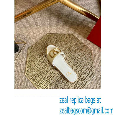 Valentino Leather Vlogo Espadrilles Slide Sandals White 2022 - Click Image to Close