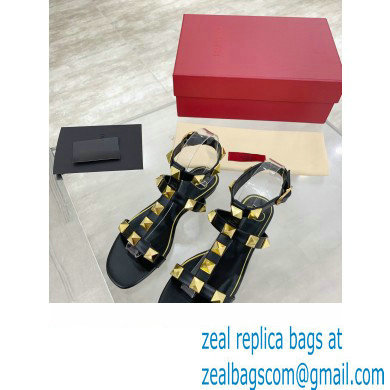 Valentino ROMAN STUD FLAT CALFSKIN SANDAL black 2021