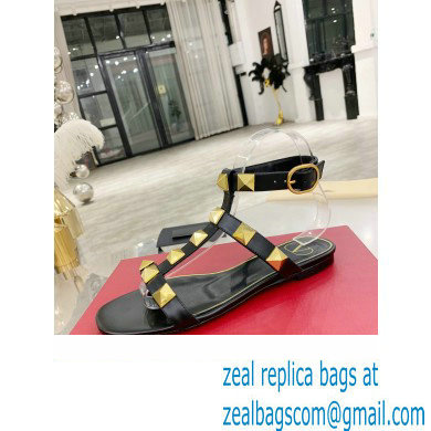 Valentino ROMAN STUD FLAT CALFSKIN SANDAL black 2021