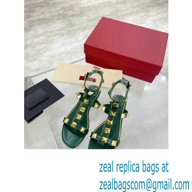 Valentino ROMAN STUD FLAT CALFSKIN SANDAL green 2021