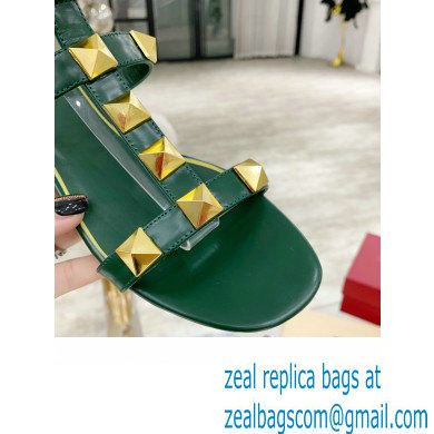 Valentino ROMAN STUD FLAT CALFSKIN SANDAL green 2021