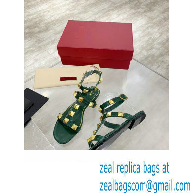 Valentino ROMAN STUD FLAT CALFSKIN SANDAL green 2021