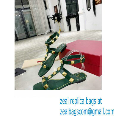 Valentino ROMAN STUD FLAT CALFSKIN SANDAL green 2021