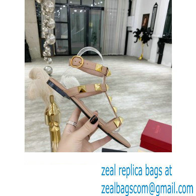 Valentino ROMAN STUD FLAT CALFSKIN SANDAL nude 2021