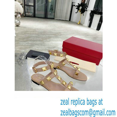 Valentino ROMAN STUD FLAT CALFSKIN SANDAL nude 2021