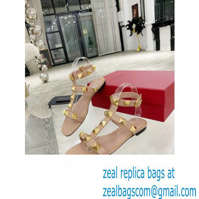 Valentino ROMAN STUD FLAT CALFSKIN SANDAL nude 2021