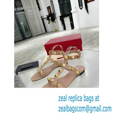 Valentino ROMAN STUD FLAT CALFSKIN SANDAL nude 2021