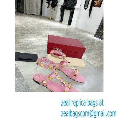 Valentino ROMAN STUD FLAT CALFSKIN SANDAL pink 2021