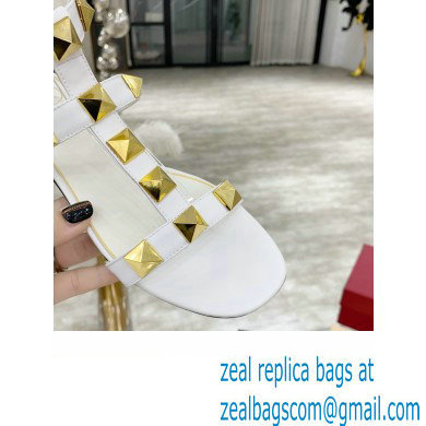 Valentino ROMAN STUD FLAT CALFSKIN SANDAL white 2021