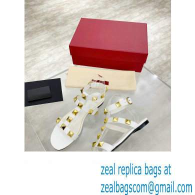 Valentino ROMAN STUD FLAT CALFSKIN SANDAL white 2021