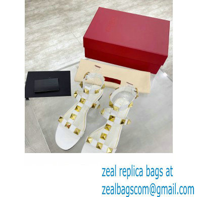 Valentino ROMAN STUD FLAT CALFSKIN SANDAL white 2021