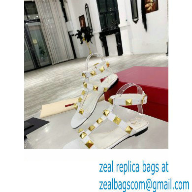 Valentino ROMAN STUD FLAT CALFSKIN SANDAL white 2021