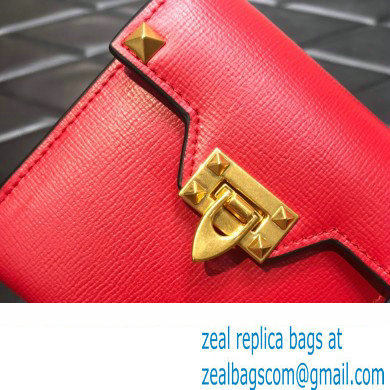 Valentino Rockstud Alcove Grainy Calfskin Compact Wallet Red 2022