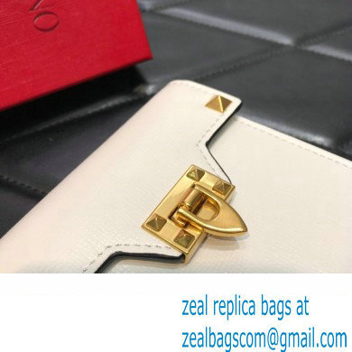 Valentino Rockstud Alcove Grainy Calfskin Compact Wallet White 2022