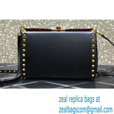 Valentino Rockstud Alcove Grainy Calfskin Crossbody Bag Black/Gold 2022